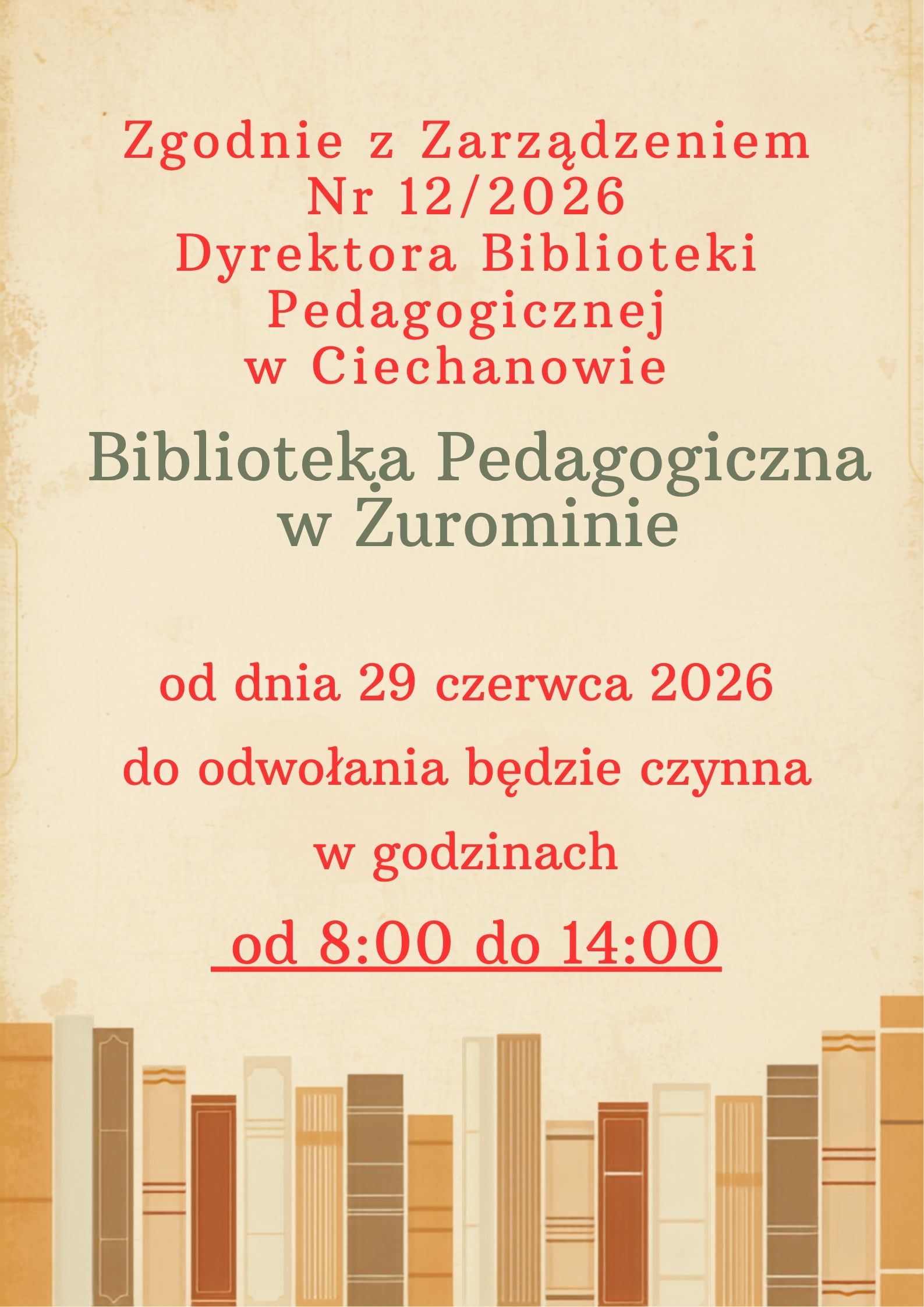 ZARZĄDZENIE NR 12/2026 DYREKTORA BIBLIOTEKI PEDAGOGICZNEJ W…